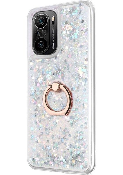 Xiaomi Mi 11I Kılıf Glitter Liquid Holder Gümüş