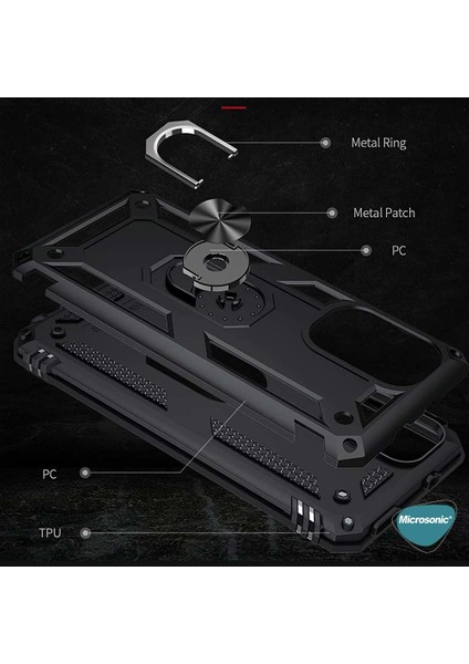 Xiaomi Mi 11I Kılıf Military Ring Holder Kırmızı