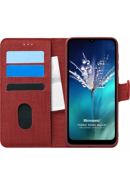 General Mobile Gm 21 Kılıf Fabric Book Wallet Kırmızı fiyatları