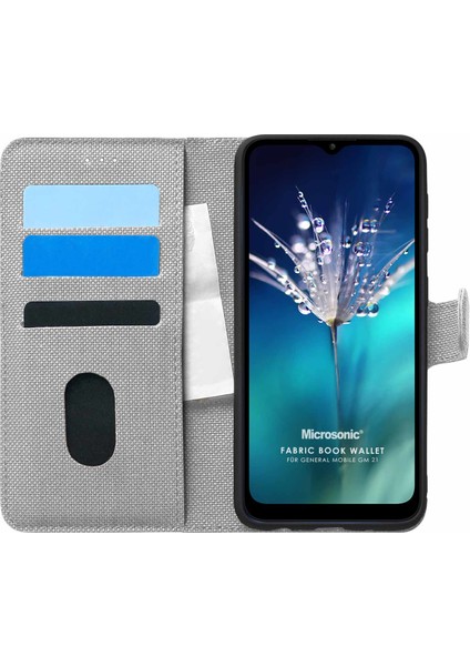 General Mobile Gm 21 Kılıf Fabric Book Wallet Gri fiyatları