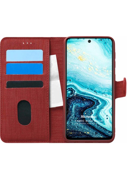 General Mobile Gm 21 Pro Kılıf Fabric Book Wallet Kırmızı fiyatları