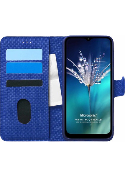 General Mobile Gm 21 Kılıf Fabric Book Wallet Lacivert fiyatları