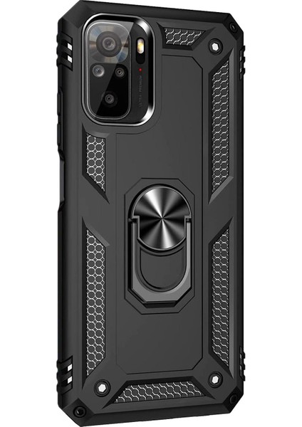 Xiaomi Redmi Note 10S Kılıf Military Ring Holder Siyah
