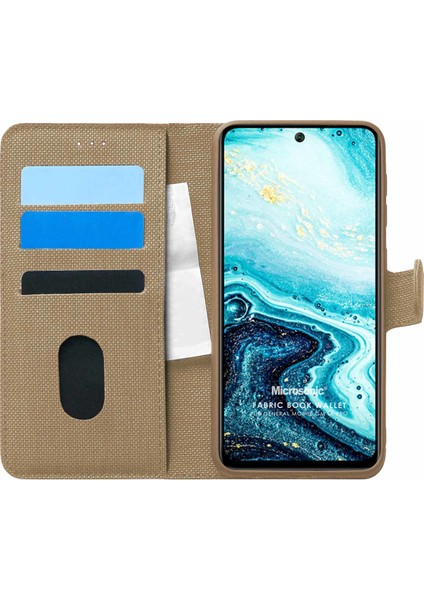 General Mobile Gm 21 Plus Kılıf Fabric Book Wallet Gold