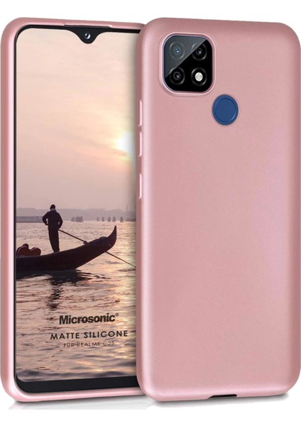 Matte Silicone Realme C25 Kılıf Rose Gold