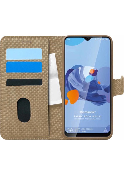 Reeder P13 Blue Max 2021 Kılıf Fabric Book Wallet Gold fiyatları