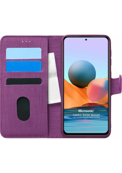Xiaomi Redmi Note 10 Pro Kılıf Fabric Book Wallet Mor fiyatları