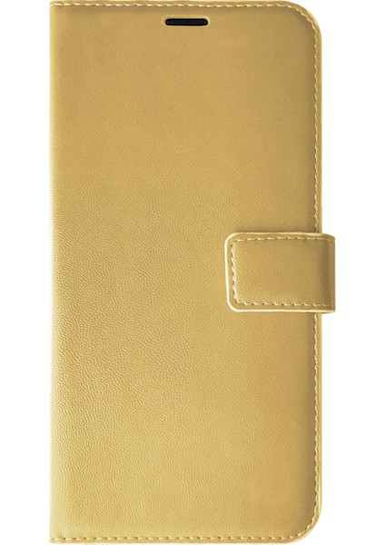 General Mobile Gm 21 Plus Kılıf Delux Leather Wallet Gold
