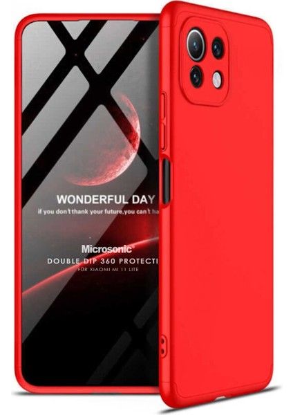 Xiaomi Mi 11 Lite Kılıf Double Dip 360 Protective Kırmızı