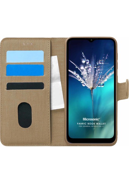 General Mobile Gm 21 Kılıf Fabric Book Wallet Gold fiyatları
