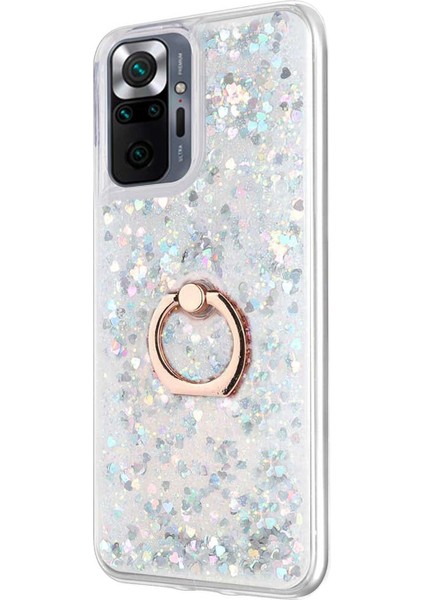 Xiaomi Redmi Note 10 Pro Kılıf Glitter Liquid Holder Gümüş