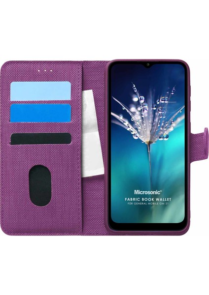 General Mobile Gm 21 Kılıf Fabric Book Wallet Mor fiyatları