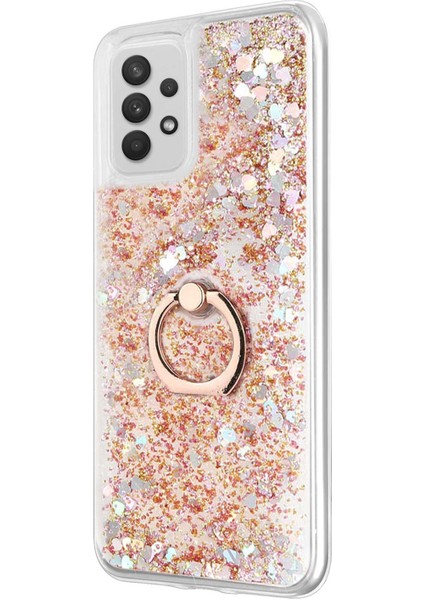 Samsung Galaxy A72 Kılıf Glitter Liquid Holder Gold