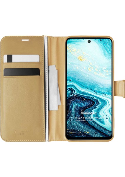 General Mobile Gm 21 Pro Kılıf Delux Leather Wallet Gold fiyatları