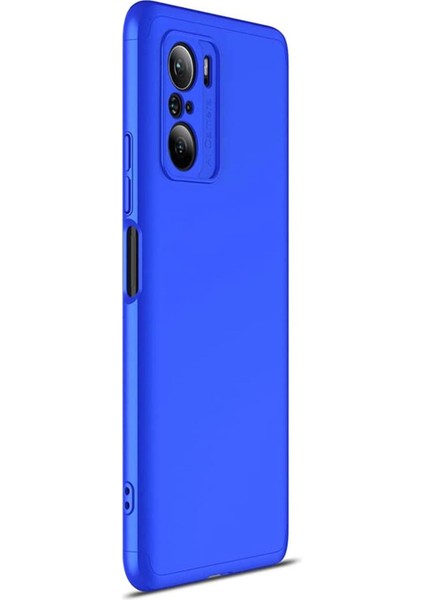 Xiaomi Redmi K40 Kılıf Double Dip 360 Protective Mavi