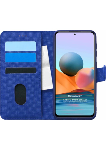 Xiaomi Redmi Note 10 Pro Kılıf Fabric Book Wallet Lacivert