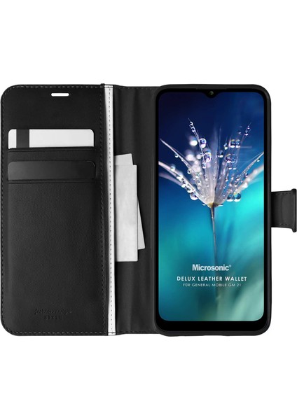 General Mobile Gm 21 Kılıf Delux Leather Wallet Siyah fiyatları