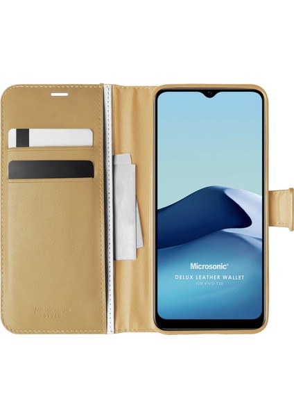 Vivo Y11S Kılıf Delux Leather Wallet Gold fiyatları