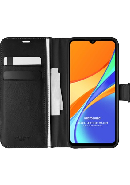 Xiaomi Redmi 9c Kılıf Delux Leather Wallet Siyah