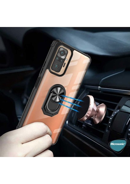 Xiaomi Redmi Note 10 Pro Kılıf Grande Clear Ring Holder Kırmızı