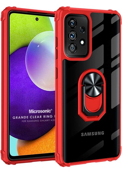 Samsung Galaxy A32 4g Kılıf Grande Clear Ring Holder Kırmızı