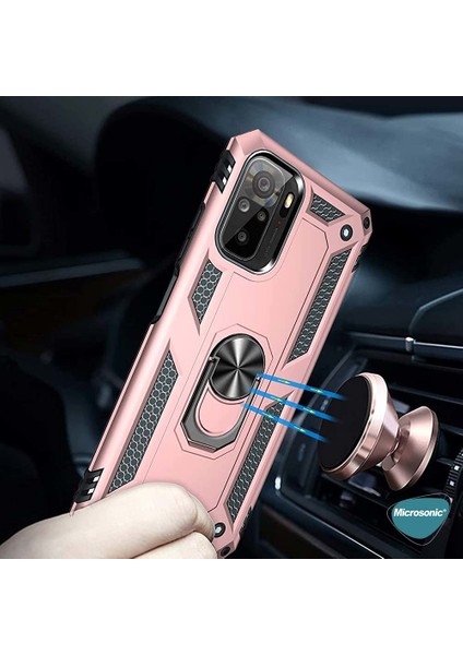 Xiaomi Redmi Note 10S Kılıf Military Ring Holder Kırmızı fırsatları
