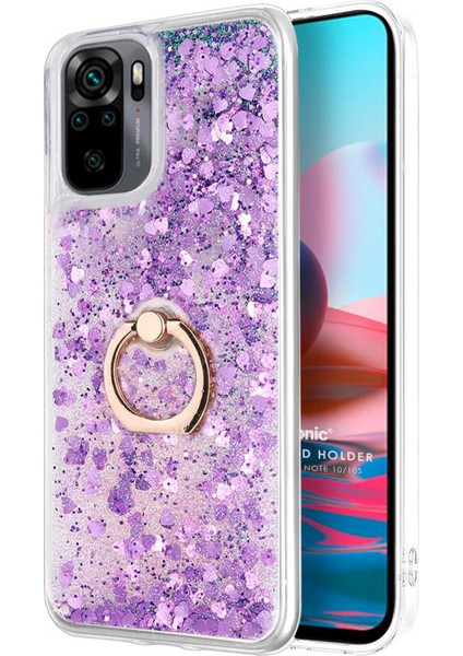 Xiaomi Redmi Note 10 Kılıf Glitter Liquid Holder Mor