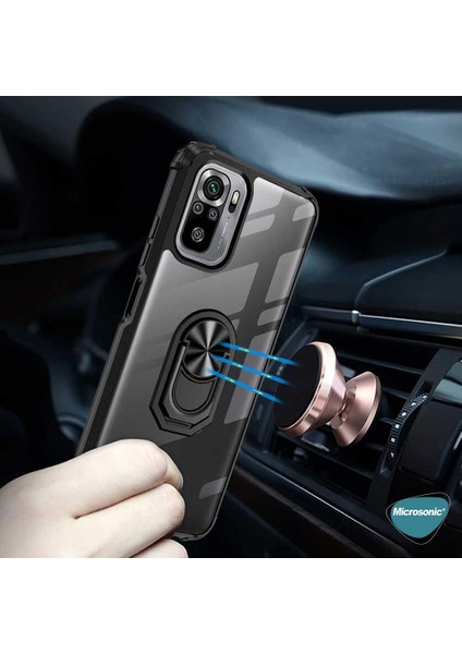 Xiaomi Redmi Note 10 Kılıf Grande Clear Ring Holder Siyah