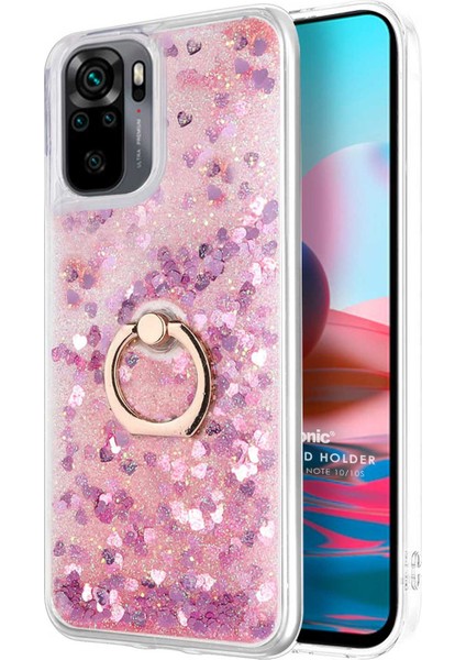 Xiaomi Redmi Note 10S Kılıf Glitter Liquid Holder Pembe