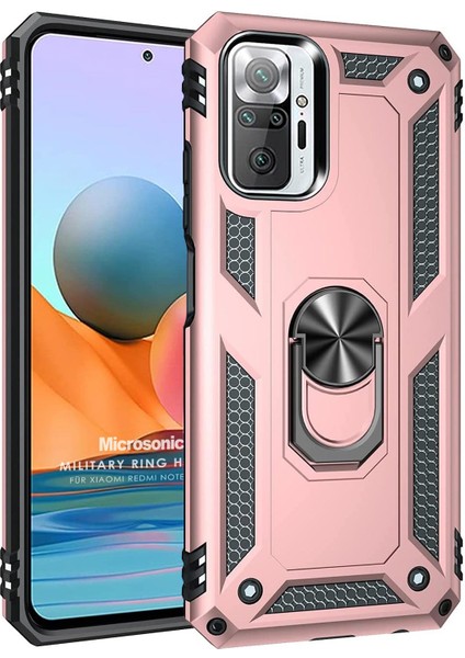 Xiaomi Redmi Note 10 Pro Kılıf Military Ring Holder Rose Gold fiyatları