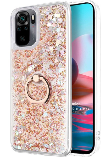 Xiaomi Redmi Note 10 Kılıf Glitter Liquid Holder Gold fiyatları