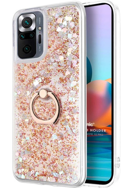 Xiaomi Redmi Note 10 Pro Kılıf Glitter Liquid Holder Gold fiyatları