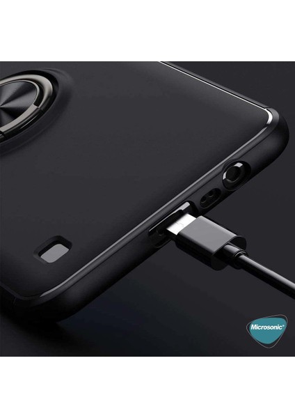 Realme C21 Kılıf Kickstand Ring Holder Siyah Rose