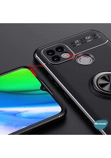 Realme C21 Kılıf Kickstand Ring Holder Siyah Rose