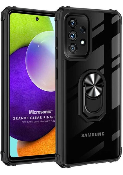Samsung Galaxy A32 4g Kılıf Grande Clear Ring Holder Siyah