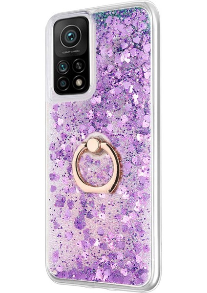 Xiaomi Mi 10T Kılıf Glitter Liquid Holder Mor