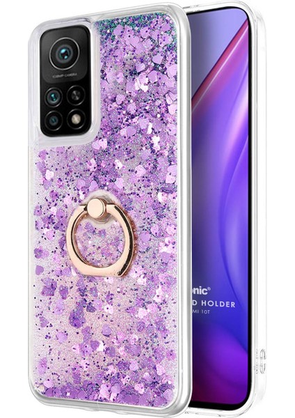 Xiaomi Mi 10T Kılıf Glitter Liquid Holder Mor