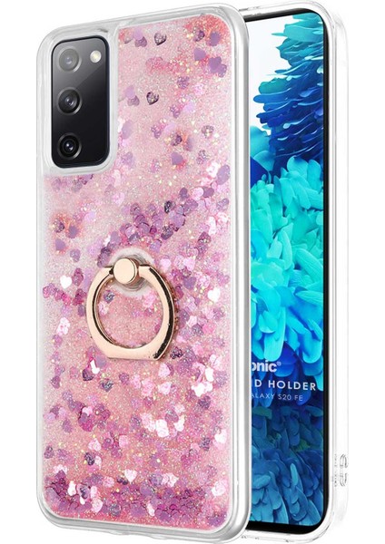Samsung Galaxy S20 Fe Kılıf Glitter Liquid Holder Pembe