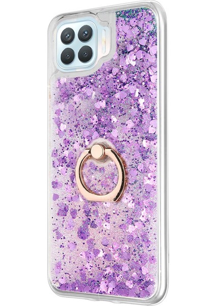 Oppo Reno 4 Lite Kılıf Glitter Liquid Holder Mor