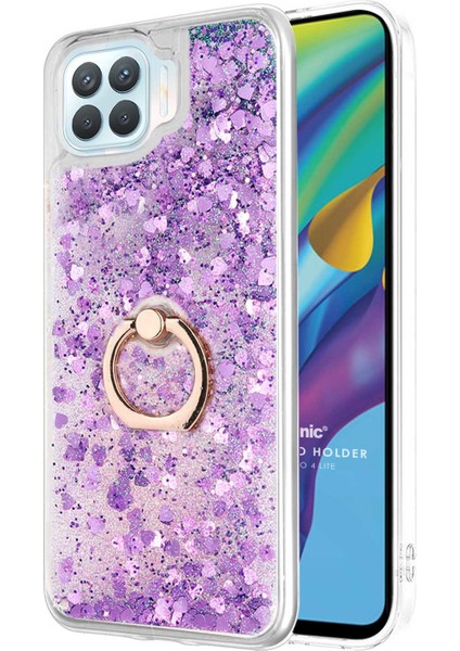 Oppo Reno 4 Lite Kılıf Glitter Liquid Holder Mor