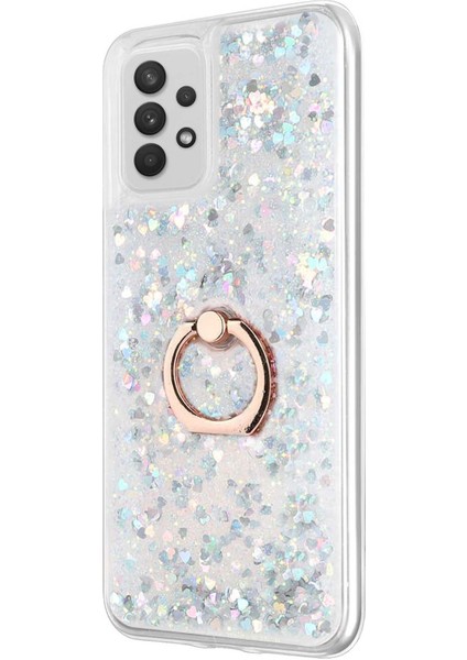 Samsung Galaxy A72 Kılıf Glitter Liquid Holder Gümüş