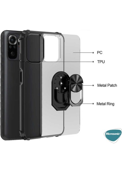 Xiaomi Redmi Note 10 Kılıf Grande Clear Ring Holder Lacivert