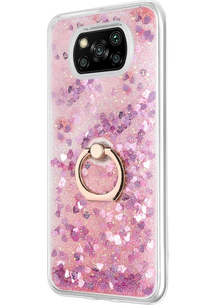 Xiaomi Poco X3 Nfc Kılıf Glitter Liquid Holder Pembe