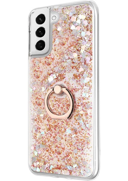 Samsung Galaxy S21 Fe Kılıf Glitter Liquid Holder Gold