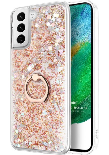 Samsung Galaxy S21 Fe Kılıf Glitter Liquid Holder Gold