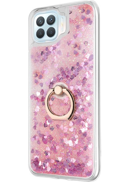 Oppo Reno 4 Lite Kılıf Glitter Liquid Holder Pembe