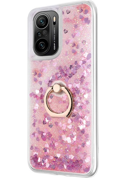 Xiaomi Redmi K40 Pro Kılıf Glitter Liquid Holder Pembe