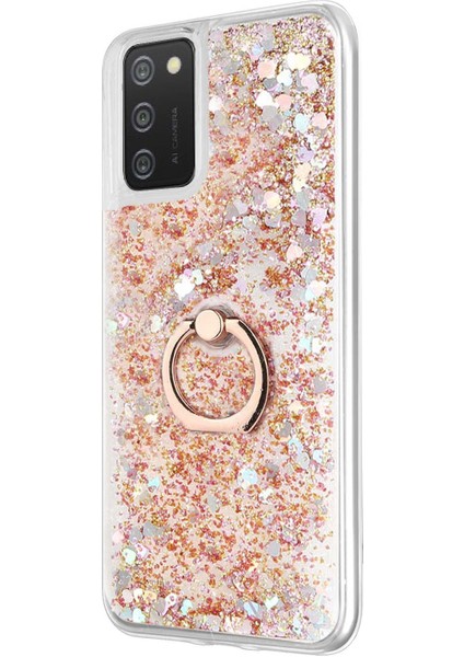 Samsung Galaxy A02S Kılıf Glitter Liquid Holder Gold
