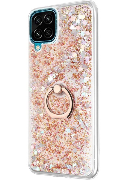 Samsung Galaxy A12 Kılıf Glitter Liquid Holder Gold