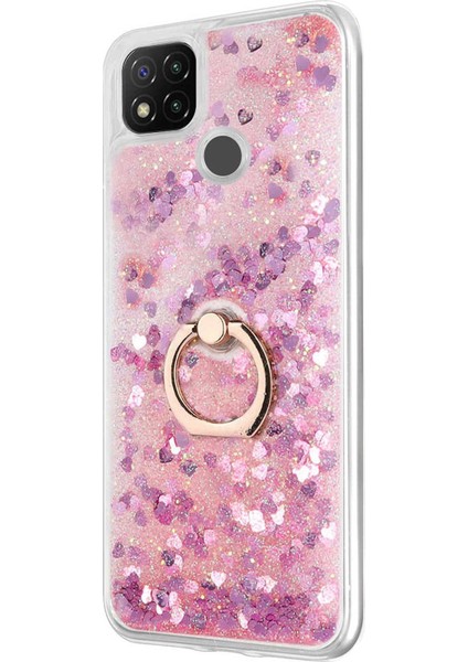 Xiaomi Redmi 9c Kılıf Glitter Liquid Holder Pembe